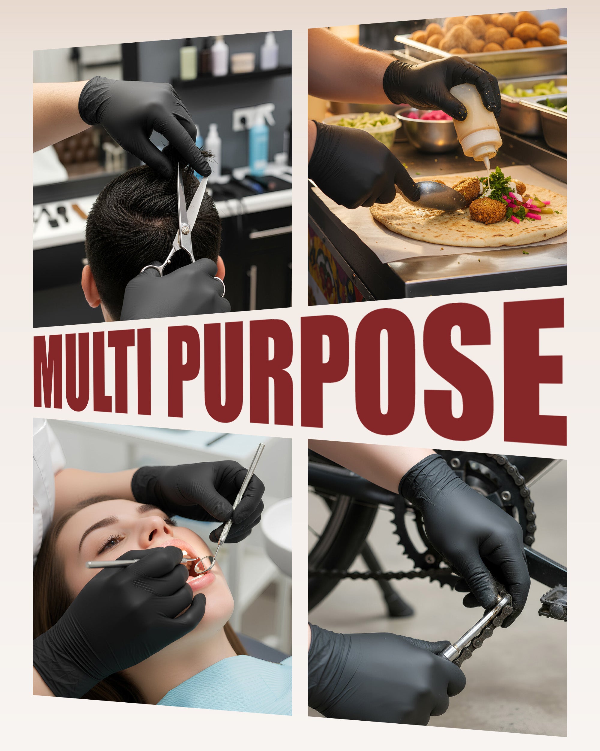 Merrimen Nitrile Gloves - BLACK | Disposable – Box of 100 | Ambidextrous Nitrile Gloves | Latex & Powder Free | For Safe Hands Against Allergies