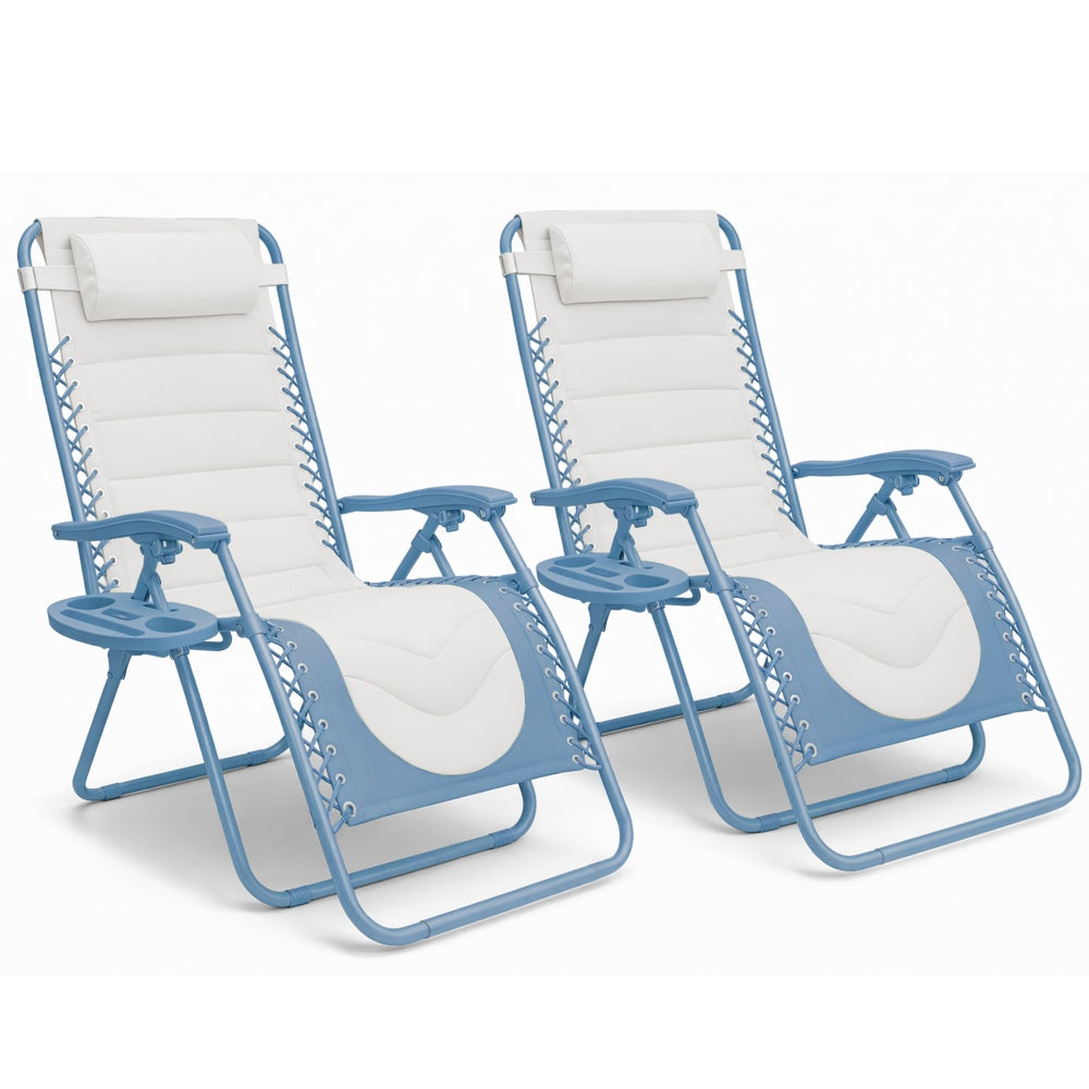 XXL Padded Zero Gravity Chairs Set of 2 - Blue swatch