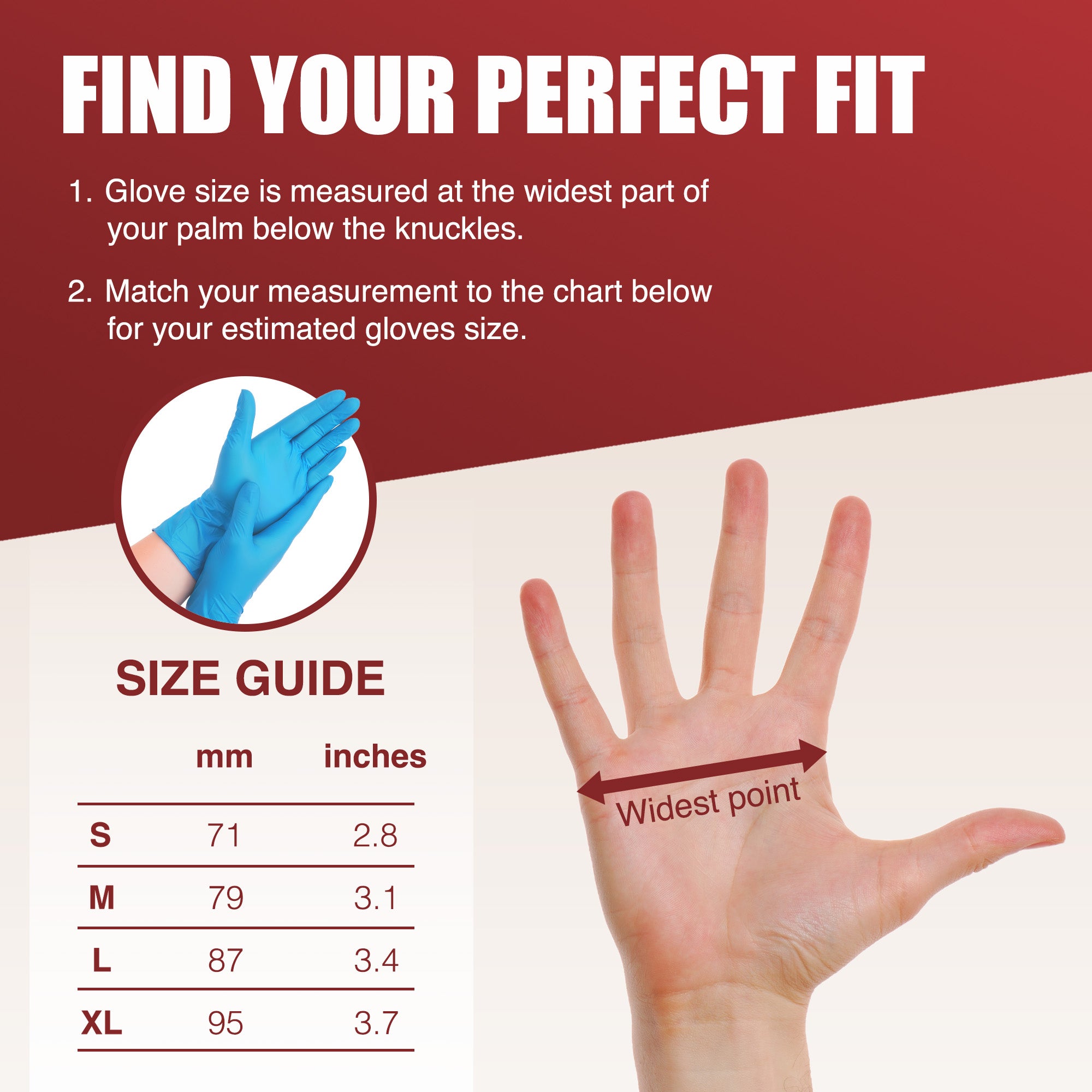 Merrimen Vinyl Gloves - BLUE | Disposable – Box of 100 | Ambidextrous Gloves | Latex & Powder Free | For Safe Hands Against Allergies