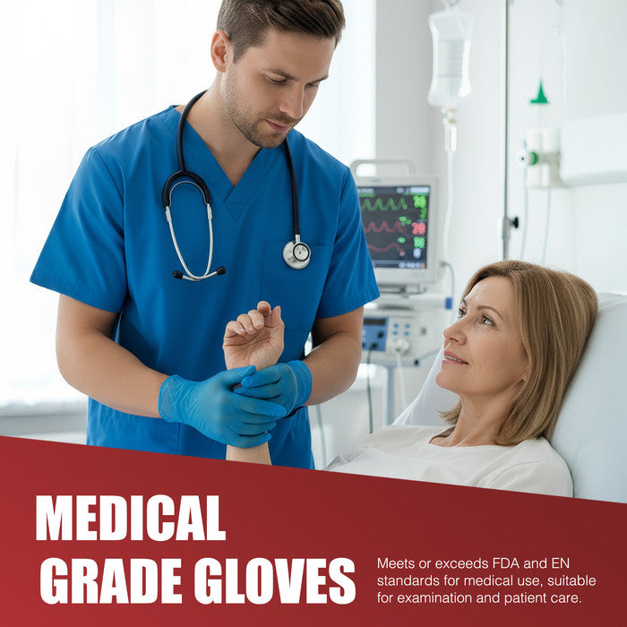 Merrimen Vinyl Gloves Features – FDA & EN Standard Medical Grade, Latex Free, Powder Free, Box of 100