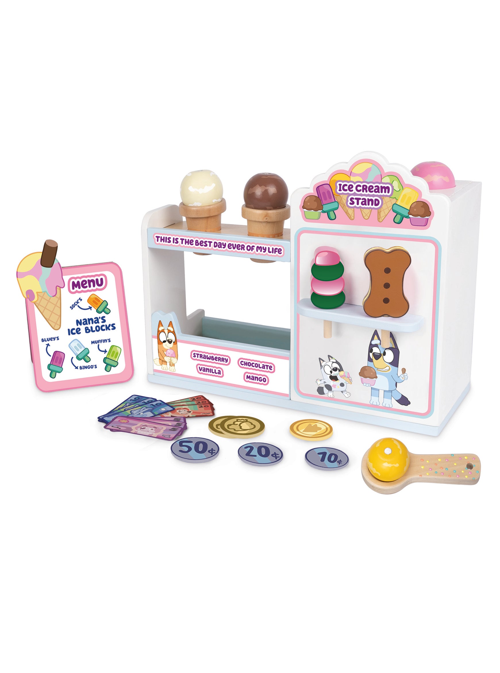 Bluey Ice Cream Playset – Kids' Toy Ice Cream Shop with Cones, Tubs, Lollies, Sprinkles & Payment Accessories – Fun Pretend Play Set for Toddlers & Children Toys for Boys & Girls
