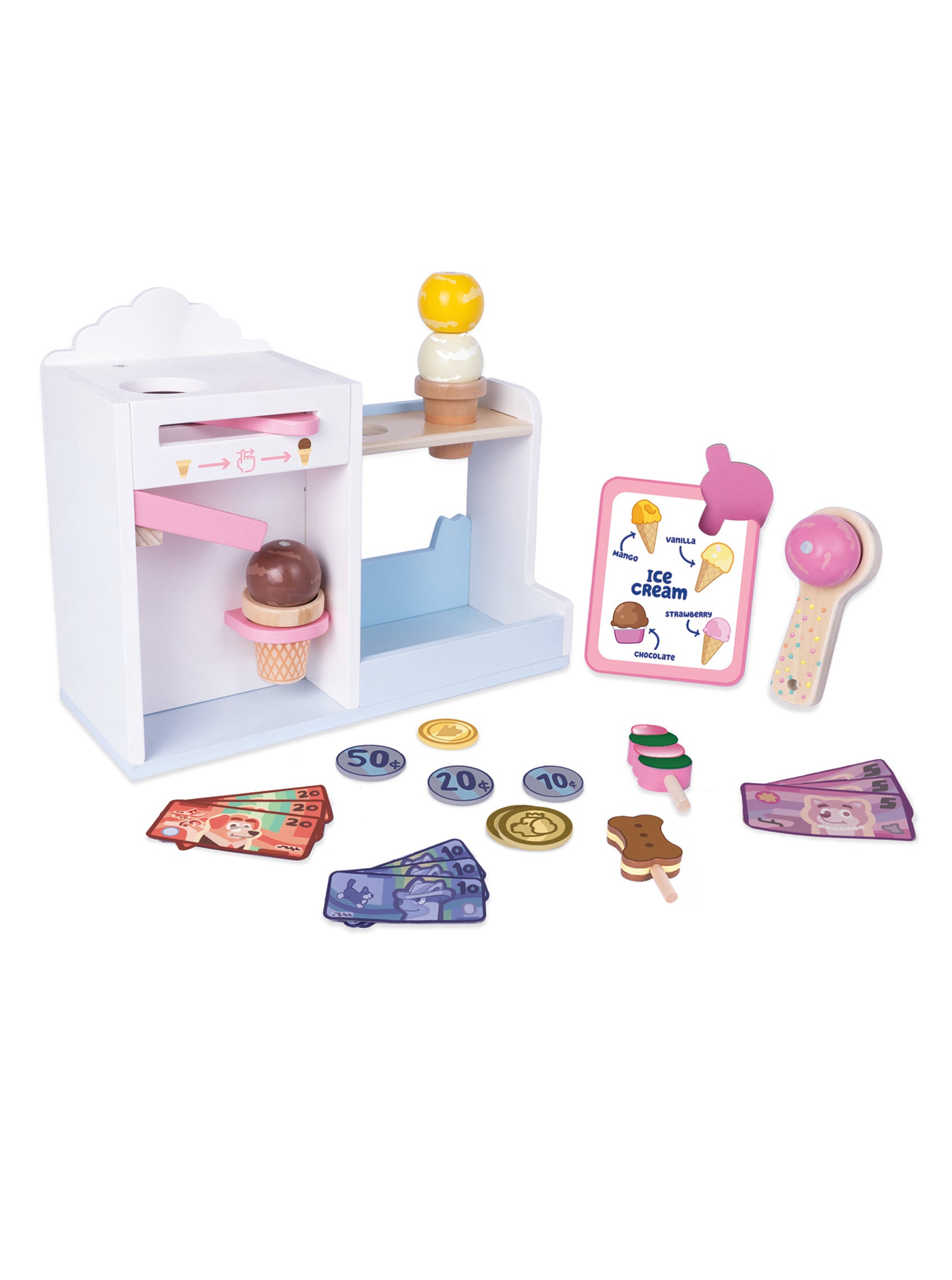 Bluey Ice Cream Playset – Kids' Toy Ice Cream Shop with Cones, Tubs, Lollies, Sprinkles & Payment Accessories – Fun Pretend Play Set for Toddlers & Children Toys for Boys & Girls