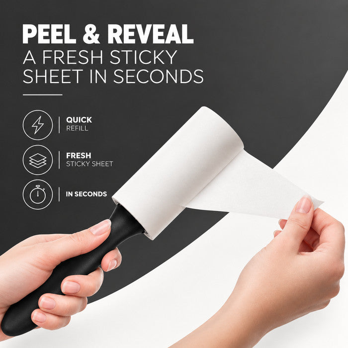 Lint Roller Set with Easy-Peel Sticky Sheets & Handle