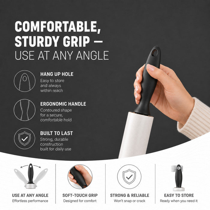Lint Roller Set with Easy-Peel Sticky Sheets & Handle