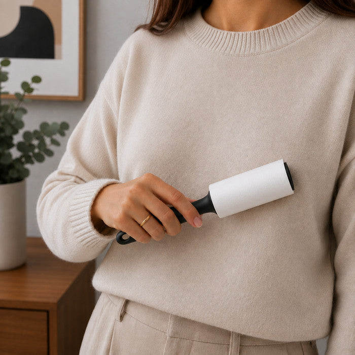 Lint Roller Set with Easy-Peel Sticky Sheets & Handle