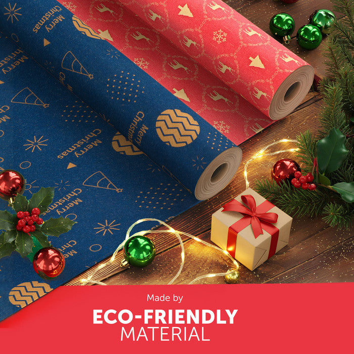 Kraft & Co Christmas Wrapping Paper Roll, 2 Pack