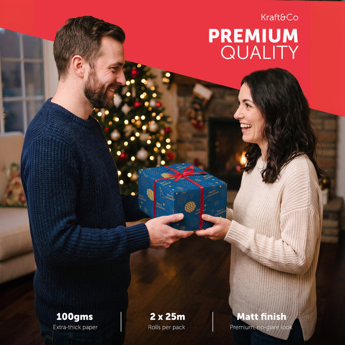Kraft & Co Christmas Wrapping Paper Roll, 2 Pack