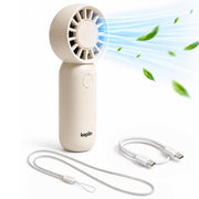 KEPLIN mini handheld fan Cream with USB-C charging cable and wrist strap – USB rechargeable pocket fan
