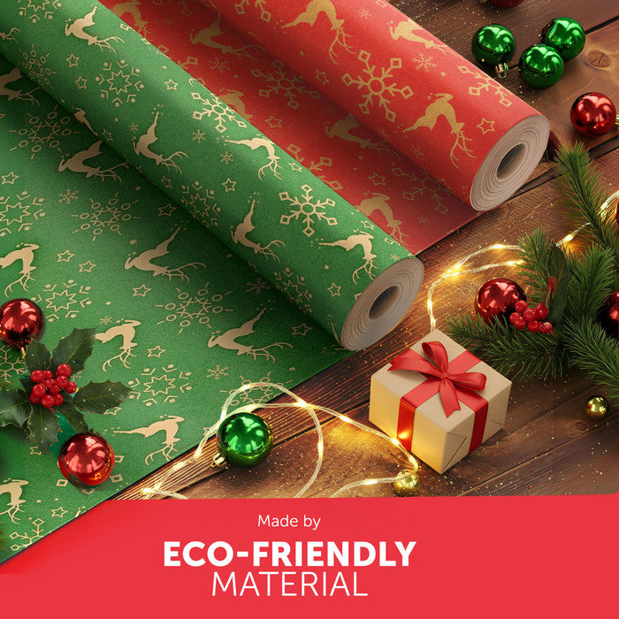 Kraft & Co Christmas Wrapping Paper Roll, 2 Pack