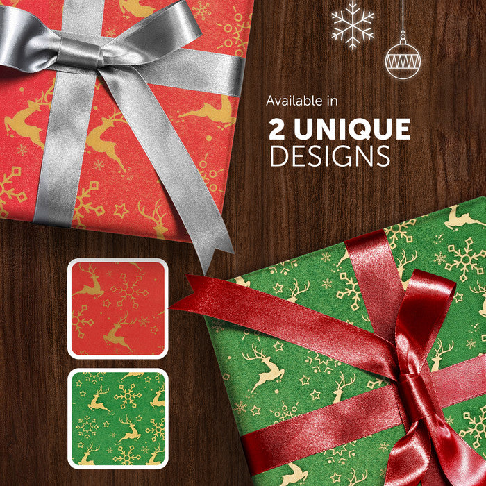 Kraft & Co Christmas Wrapping Paper Roll, 2 Pack