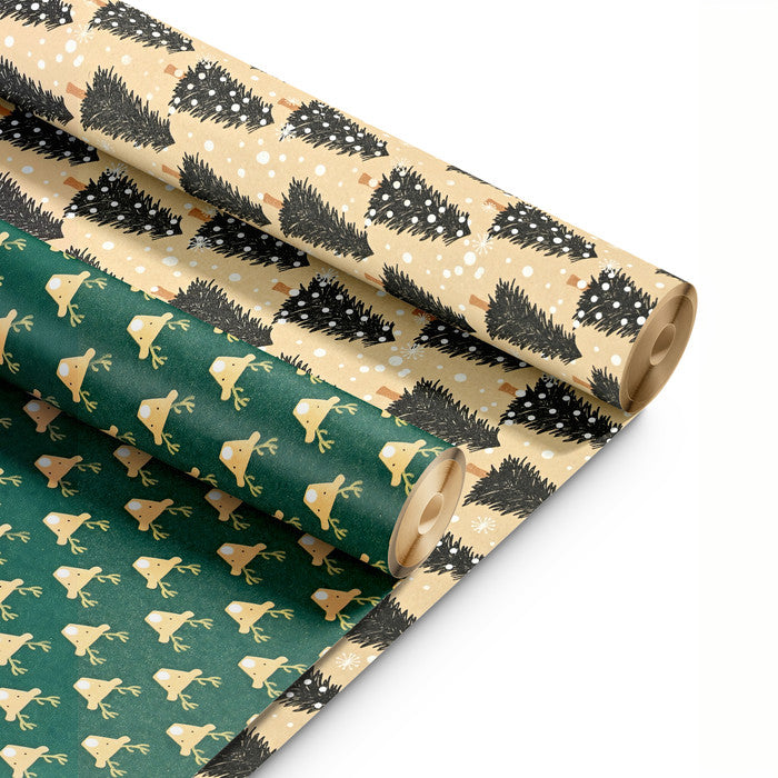 Kraft & Co Christmas Wrapping Paper Roll, 2 Pack