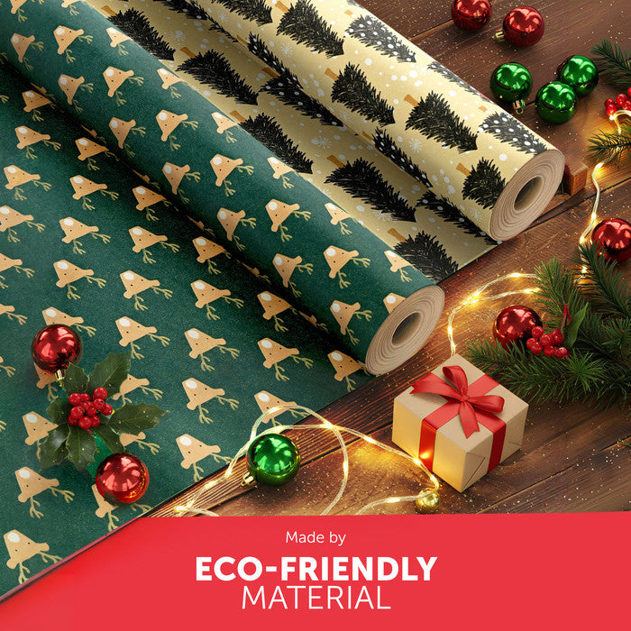 Kraft & Co Christmas Wrapping Paper Roll, 2 Pack