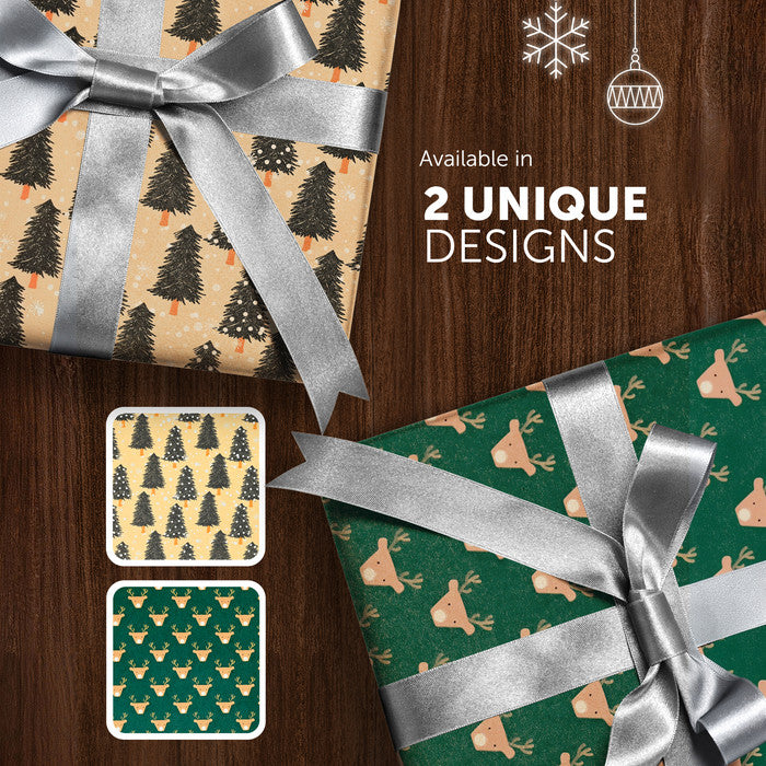 Kraft & Co Christmas Wrapping Paper Roll, 2 Pack