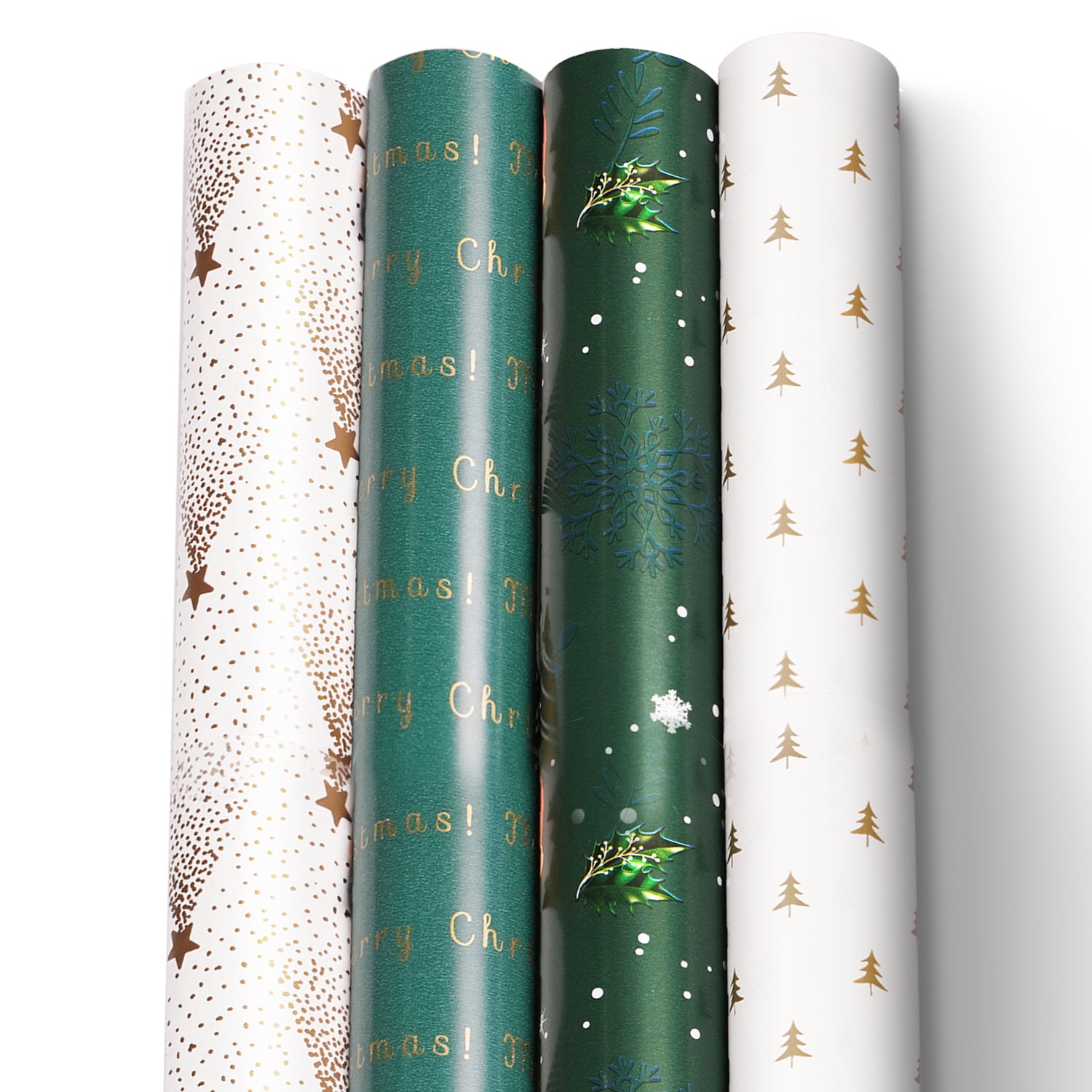 Christmas Gift Wrapping Paper Pack of 4, High-Quality Festive Kraft Design (32m Total)