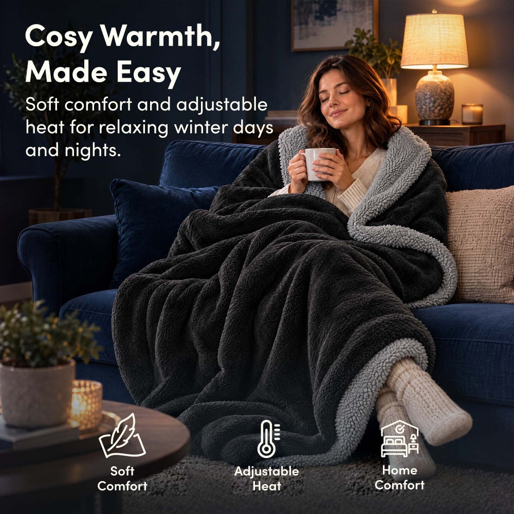 Electric Heated Throw Blanket - 9 Heat Settings & Timer - secondary image