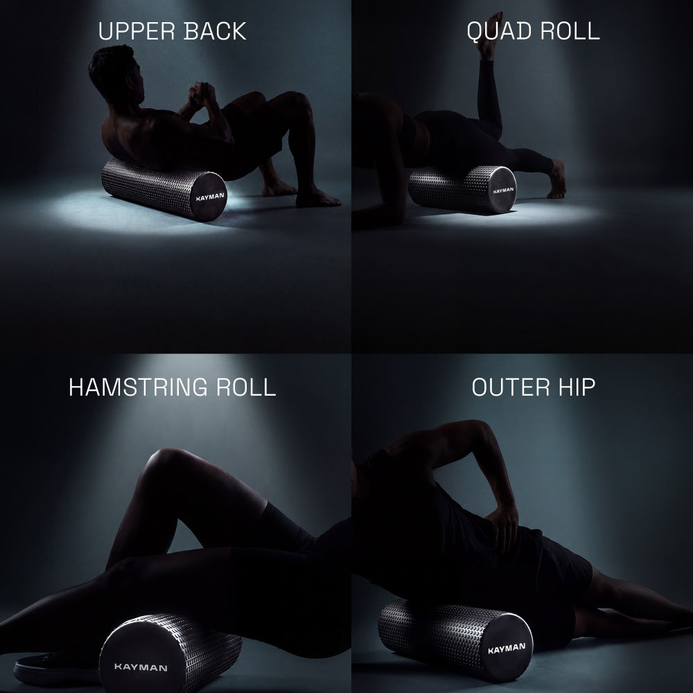 KAYMAN Sports Foam Roller – Deep Tissue Muscle Tension Relief & Circulation Boost | Portable & Lightweight Self Massager for Back, Legs, Gym, Pilates & Yoga | EVA Foam - 44.5cm