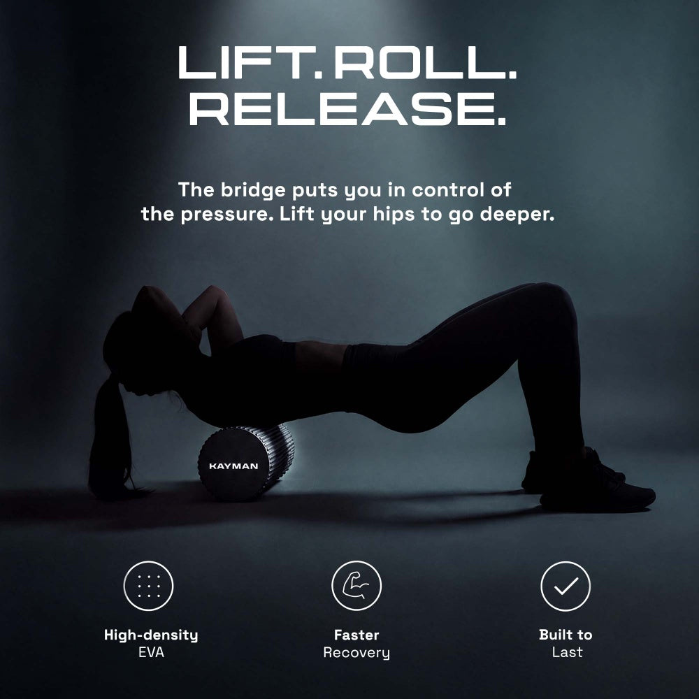 KAYMAN Sports Foam Roller – Deep Tissue Muscle Tension Relief & Circulation Boost | Portable & Lightweight Self Massager for Back, Legs, Gym, Pilates & Yoga | EVA Foam - 44.5cm