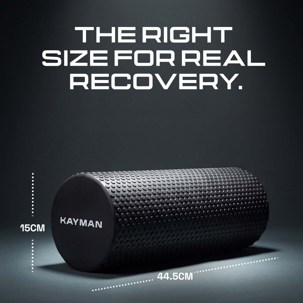 KAYMAN Sports Foam Roller – Deep Tissue Muscle Tension Relief & Circulation Boost | Portable & Lightweight Self Massager for Back, Legs, Gym, Pilates & Yoga | EVA Foam - 44.5cm