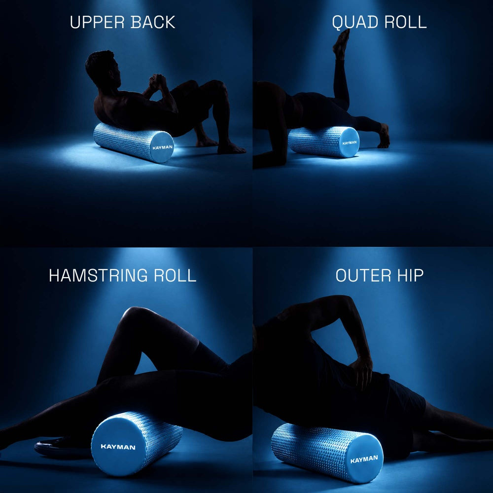 KAYMAN Sports Foam Roller – Deep Tissue Muscle Tension Relief & Circulation Boost | Portable & Lightweight Self Massager for Back, Legs, Gym, Pilates & Yoga | EVA Foam - 44.5cm