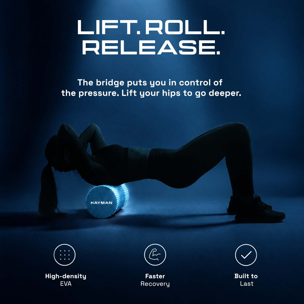 KAYMAN Sports Foam Roller – Deep Tissue Muscle Tension Relief & Circulation Boost | Portable & Lightweight Self Massager for Back, Legs, Gym, Pilates & Yoga | EVA Foam - 44.5cm