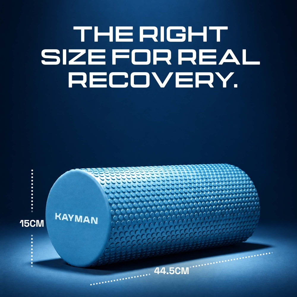 KAYMAN Sports Foam Roller – Deep Tissue Muscle Tension Relief & Circulation Boost | Portable & Lightweight Self Massager for Back, Legs, Gym, Pilates & Yoga | EVA Foam - 44.5cm