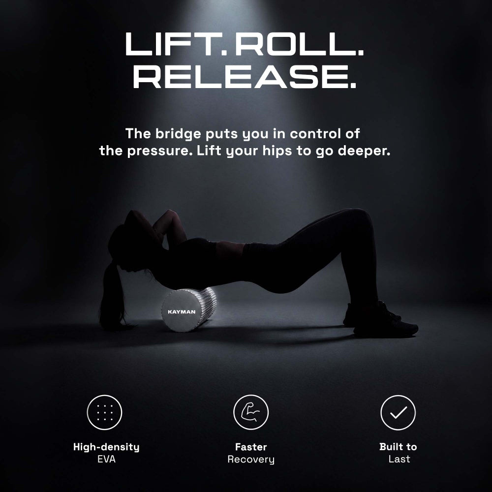 KAYMAN Sports Foam Roller – Deep Tissue Muscle Tension Relief & Circulation Boost | Portable & Lightweight Self Massager for Back, Legs, Gym, Pilates & Yoga | EVA Foam - 44.5cm