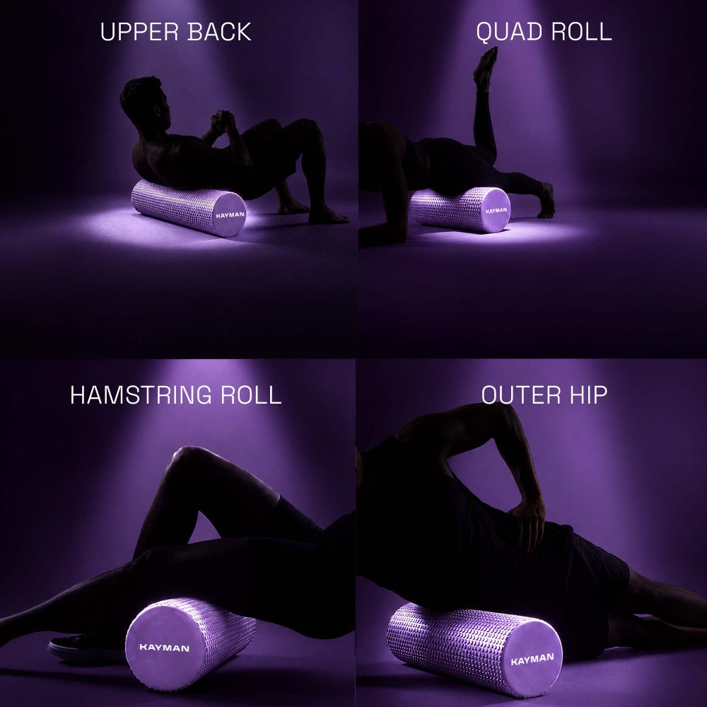 KAYMAN Sports Foam Roller – Deep Tissue Muscle Tension Relief & Circulation Boost | Portable & Lightweight Self Massager for Back, Legs, Gym, Pilates & Yoga | EVA Foam - 44.5cm