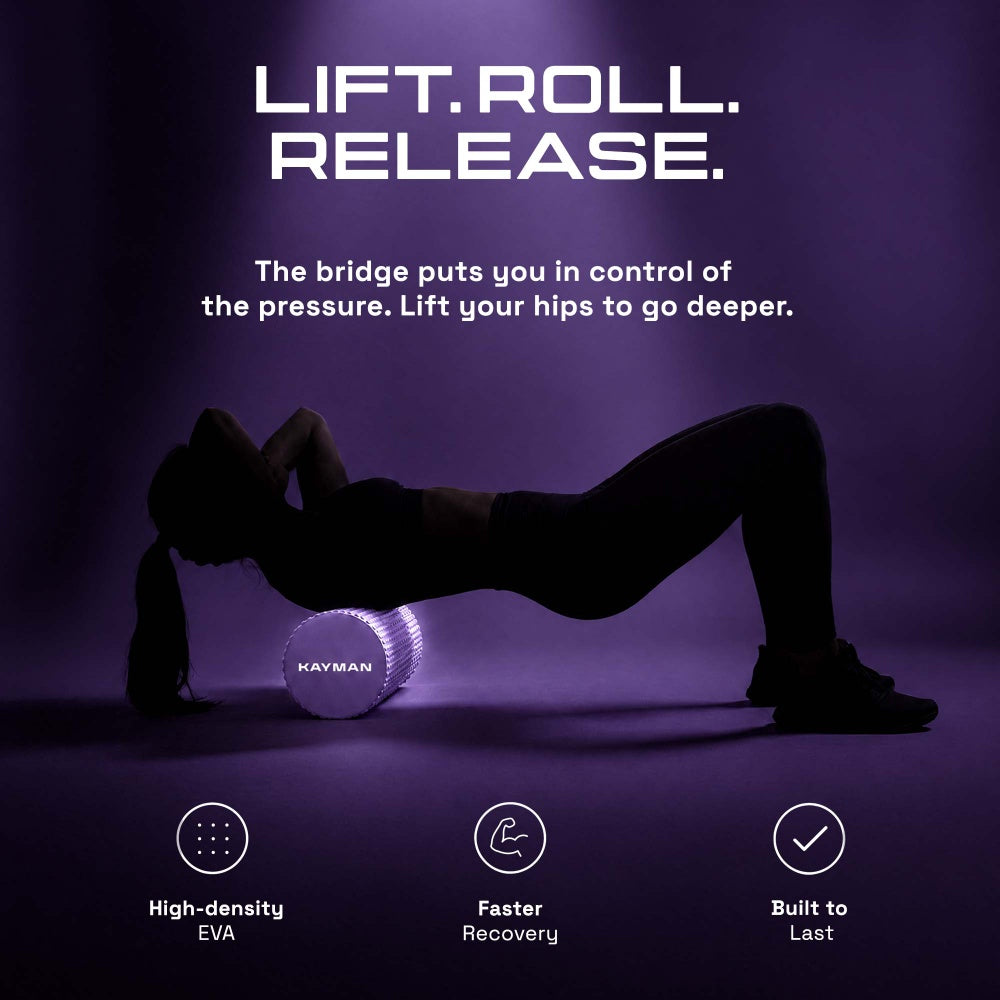 KAYMAN Sports Foam Roller – Deep Tissue Muscle Tension Relief & Circulation Boost | Portable & Lightweight Self Massager for Back, Legs, Gym, Pilates & Yoga | EVA Foam - 44.5cm