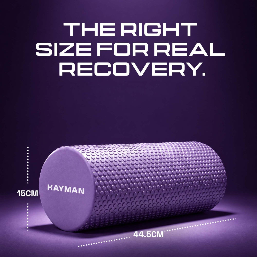 KAYMAN Sports Foam Roller – Deep Tissue Muscle Tension Relief & Circulation Boost | Portable & Lightweight Self Massager for Back, Legs, Gym, Pilates & Yoga | EVA Foam - 44.5cm