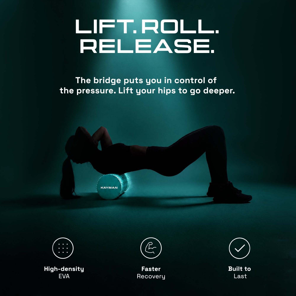 KAYMAN Sports Foam Roller – Deep Tissue Muscle Tension Relief & Circulation Boost | Portable & Lightweight Self Massager for Back, Legs, Gym, Pilates & Yoga | EVA Foam - 44.5cm