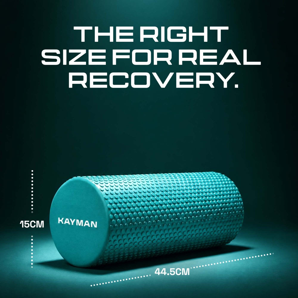 KAYMAN Sports Foam Roller – Deep Tissue Muscle Tension Relief & Circulation Boost | Portable & Lightweight Self Massager for Back, Legs, Gym, Pilates & Yoga | EVA Foam - 44.5cm