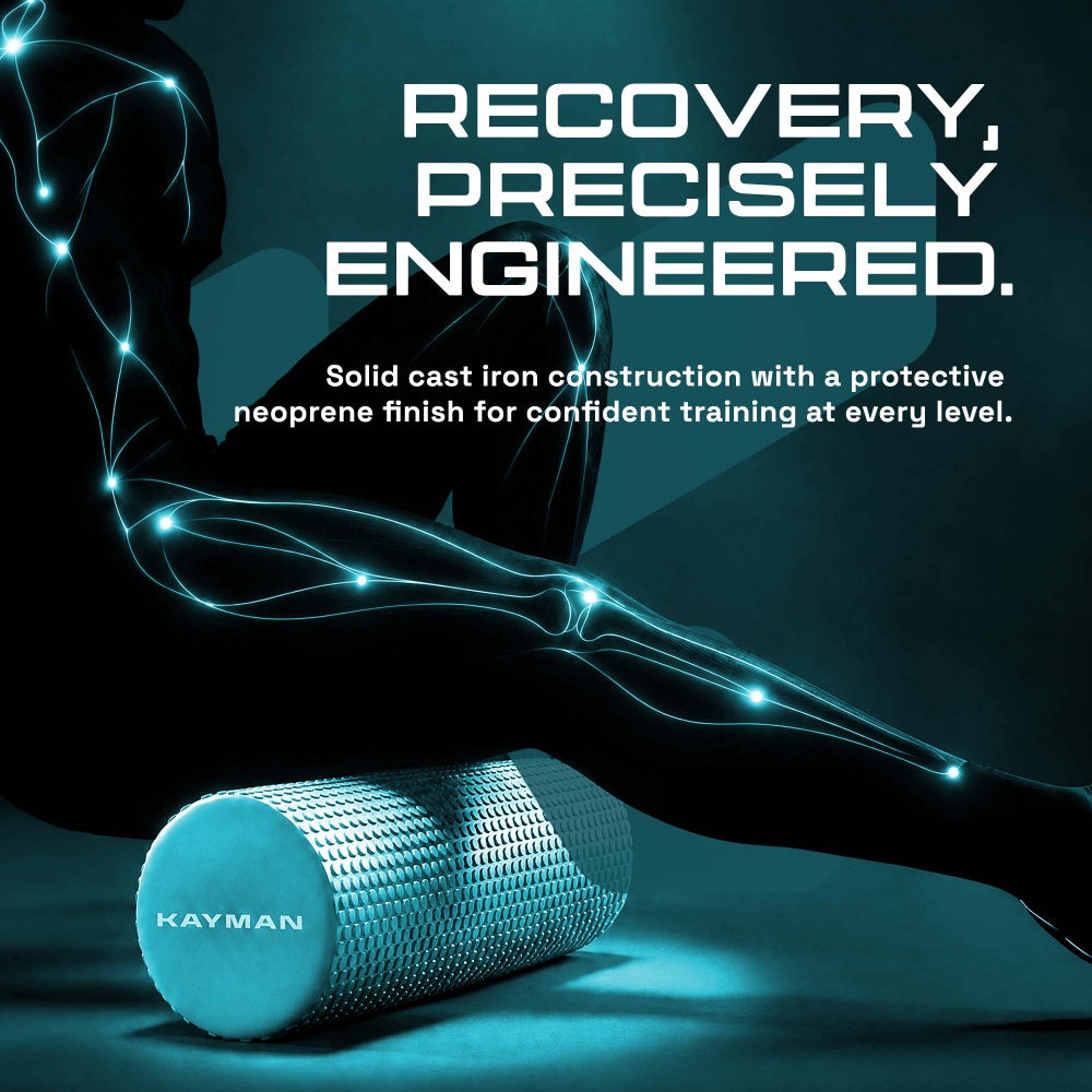 KAYMAN Sports Foam Roller – Deep Tissue Muscle Tension Relief & Circulation Boost | Portable & Lightweight Self Massager for Back, Legs, Gym, Pilates & Yoga | EVA Foam - 44.5cm