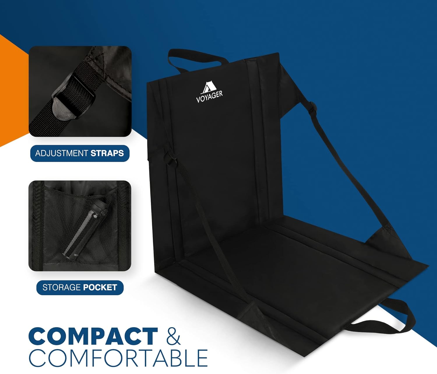 Compact folding camping seat folds to 44x42.5x3cm – easy to carry by hand or attach to backpack UK