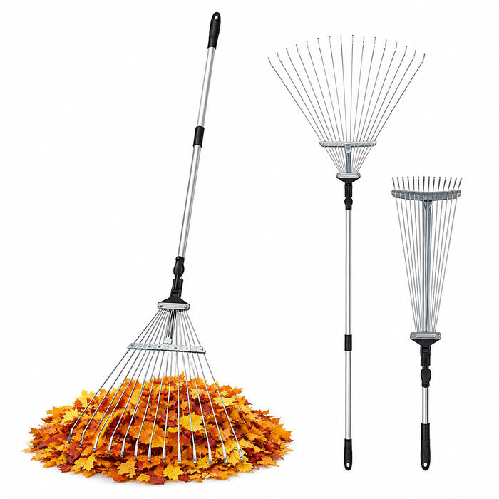Telescopic Garden Rake for Leaves, Lawn, Yard & Soil Cleanup