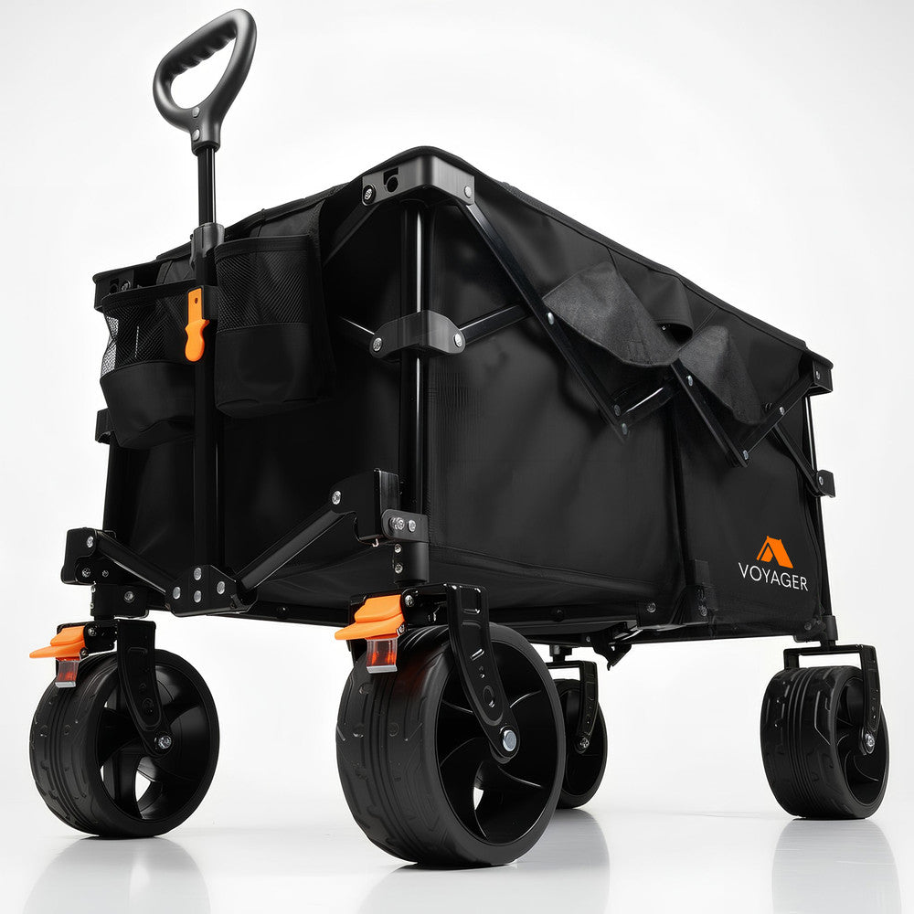 Voyager Collapsible Camping Wagon – Heavy Duty Utility Wagon with 360° Wheels, Adjustable Handle & 150kg Capacity