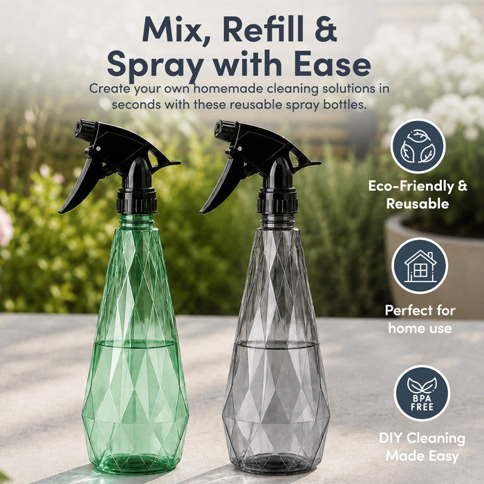 Water Spray Bottles 600ml Mist & Stream - 2 Pack