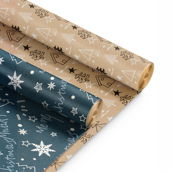 Kraft & Co Christmas Wrapping Paper Roll, 2 Pack