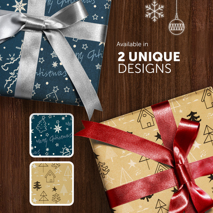 Kraft & Co Christmas Wrapping Paper Roll, 2 Pack