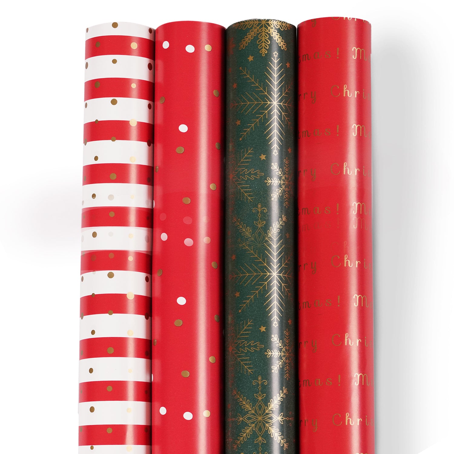 Christmas Gift Wrapping Paper Pack of 4, High-Quality Festive Kraft Design (32m Total)