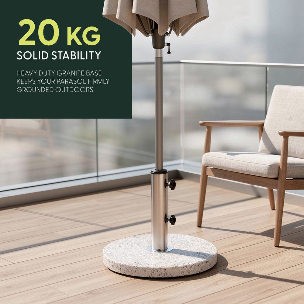 20kg Granite Parasol Base Weight – Extra Heavy Duty Outdoor Umbrella Stand UK