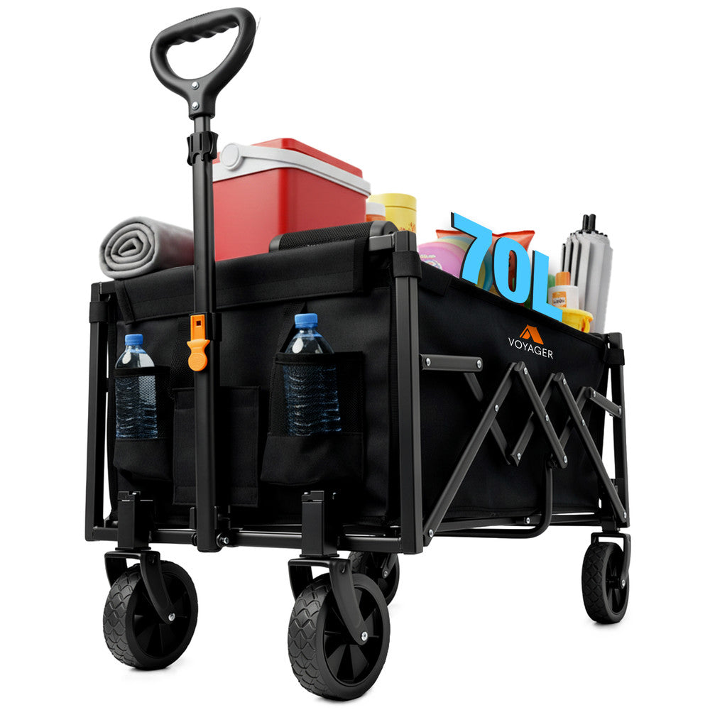 Voyager Lightweight Camping Wagon – 100 Kg Capacity – Ultra Lightweight Foldable Outdoor Cart – Compact Design, Durable Fabric, Easy Portability – Camping & Outdoor Trolley - 70L