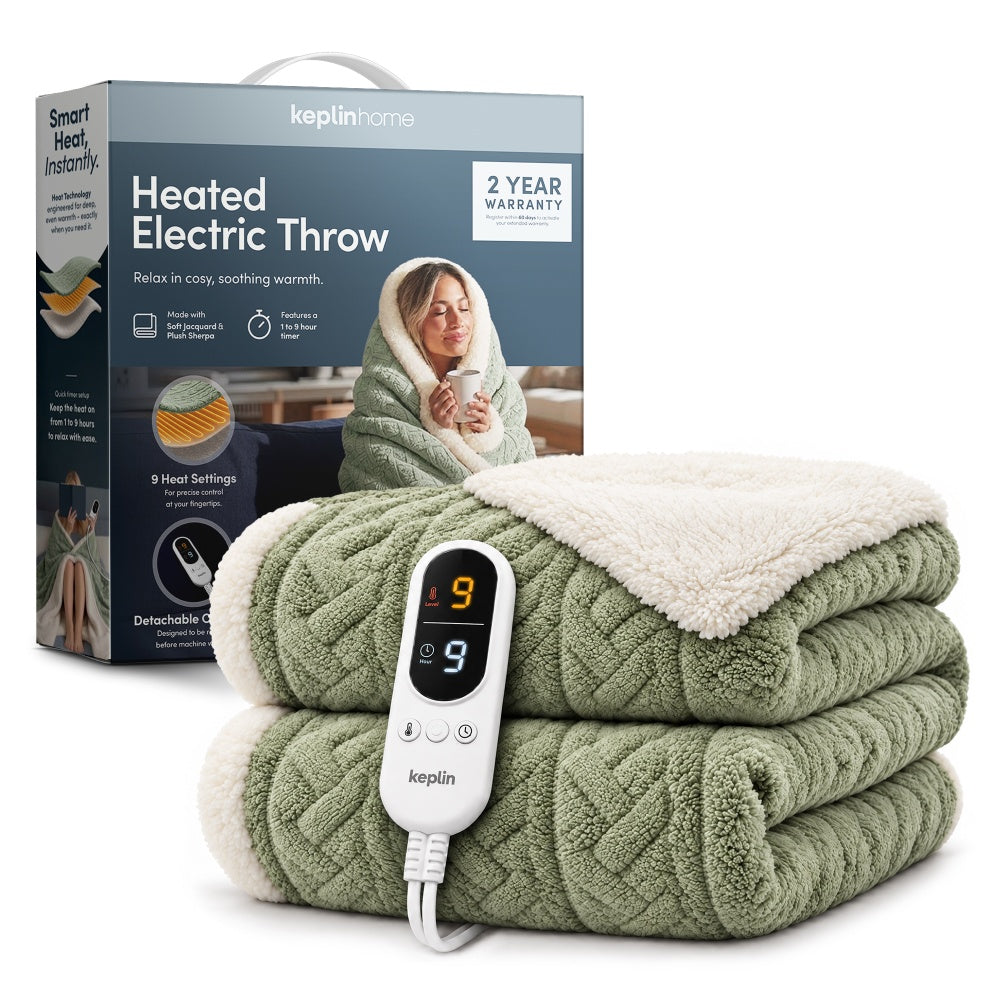 Electric Heated Throw Blanket with 9 Heat Settings