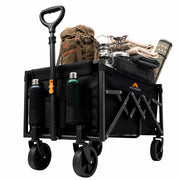Voyager 70L foldable camping trolley loaded with gear – 100kg capacity all-terrain wheels