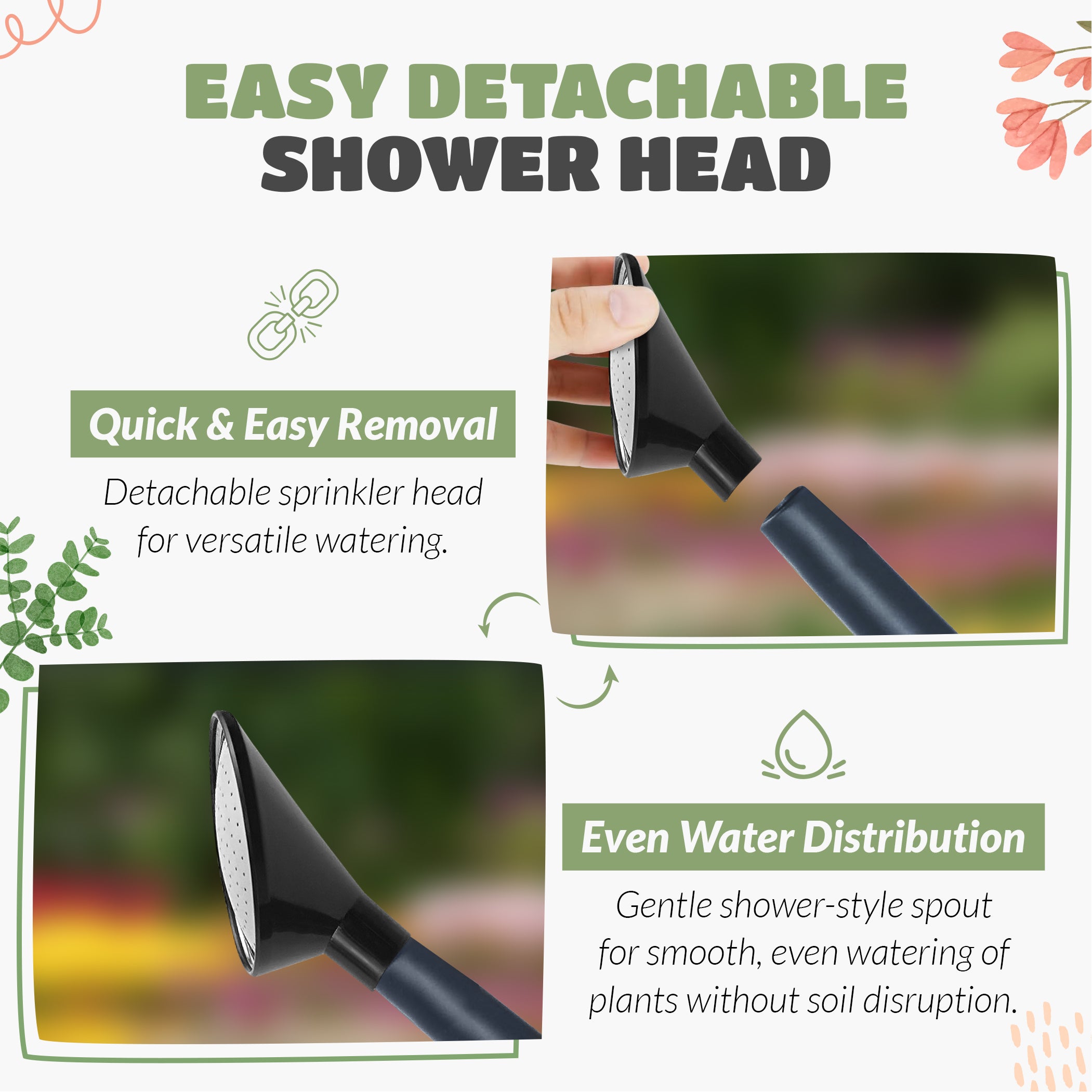 5L Plastic Watering Can with Stainless Steel Sprinkler Rose