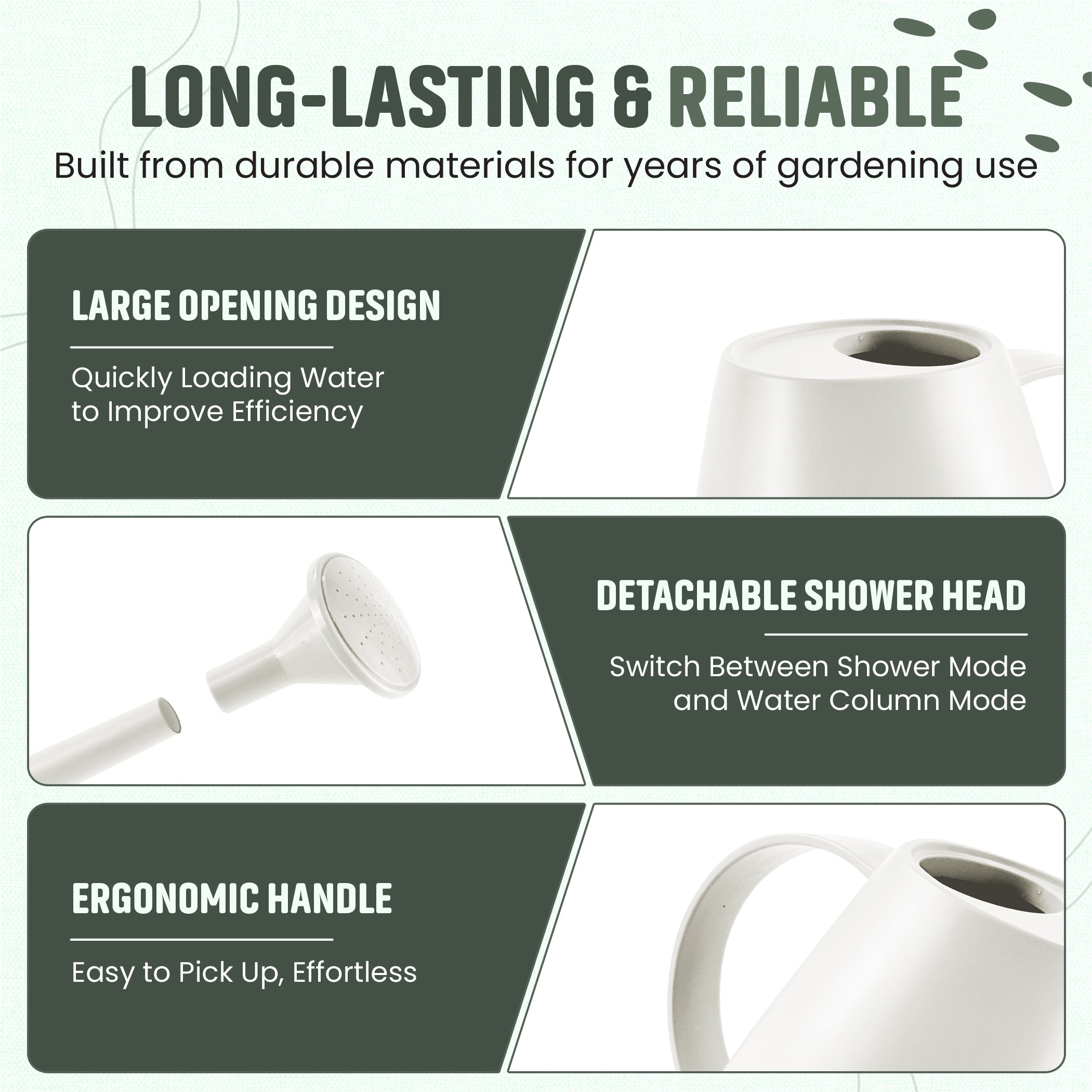 Keplin - 1.8L Plastic Watering Can with Plastic Sprinkler Rose - Durable Garden Watering Jug for Plants & Flowers - Easy Pour Outdoor & Indoor Watering Can