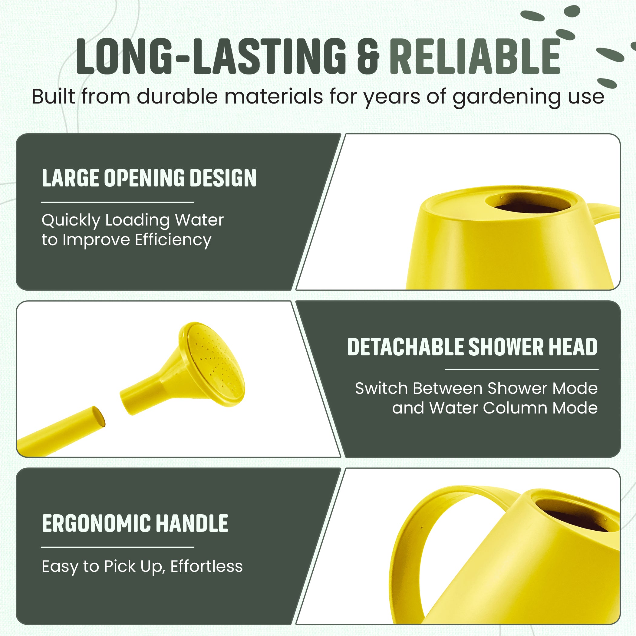 Keplin - 1.8L Plastic Watering Can with Plastic Sprinkler Rose - Durable Garden Watering Jug for Plants & Flowers - Easy Pour Outdoor & Indoor Watering Can