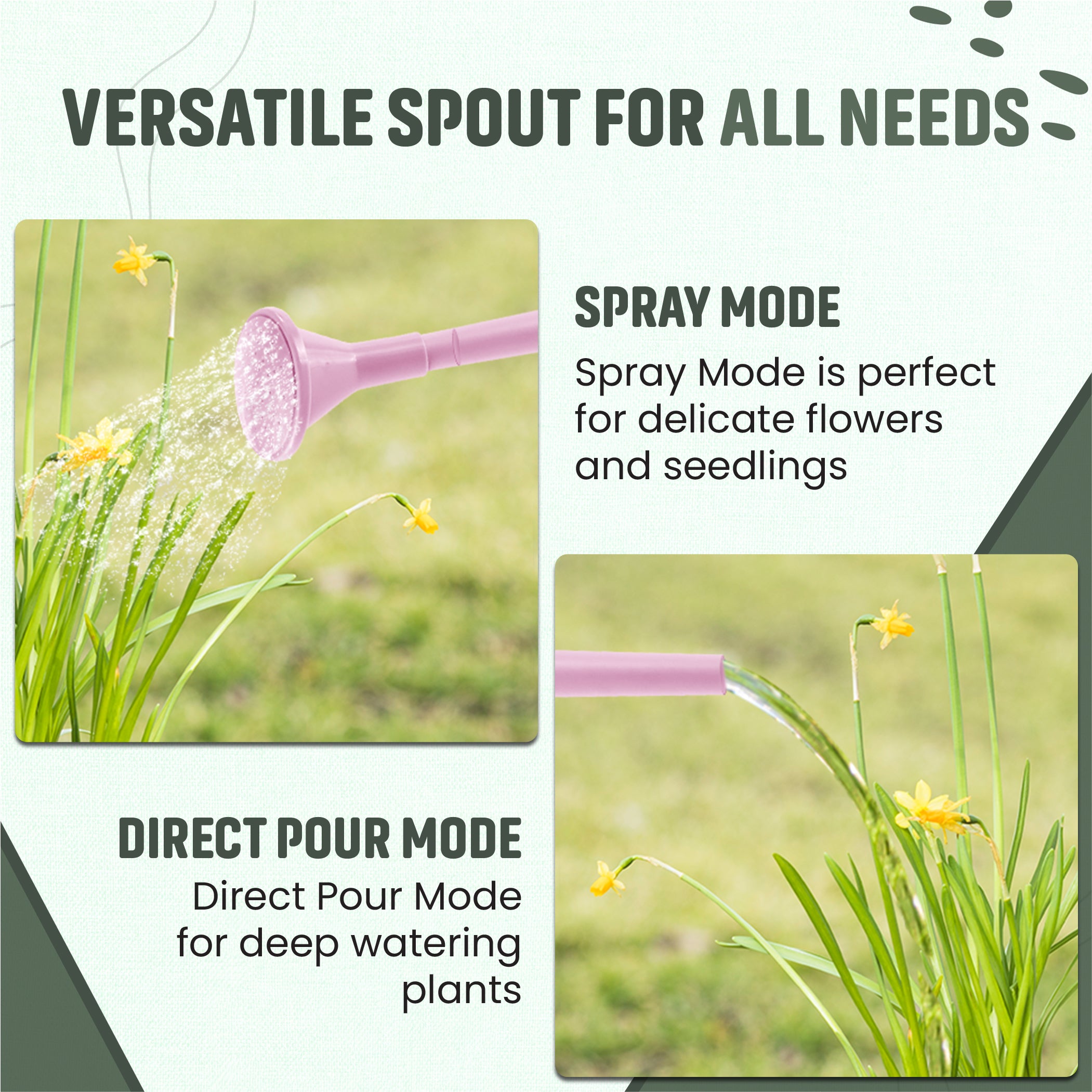 Keplin - 1.8L Plastic Watering Can with Plastic Sprinkler Rose - Durable Garden Watering Jug for Plants & Flowers - Easy Pour Outdoor & Indoor Watering Can