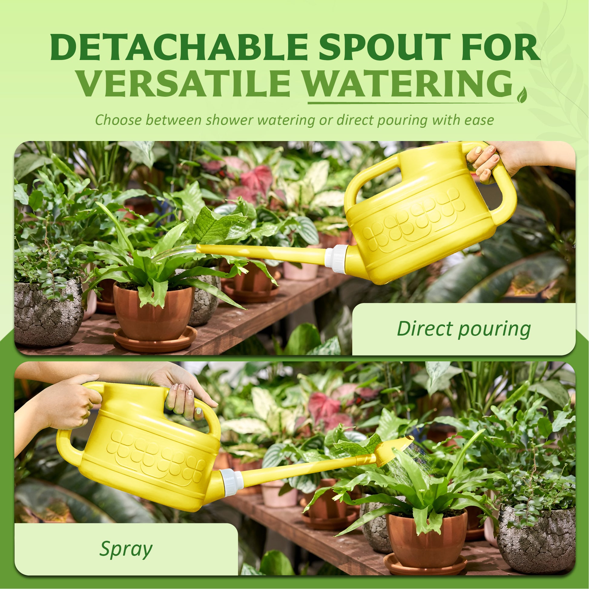 8L Plastic Watering Can with Stainless Steel Sprinkler Rose