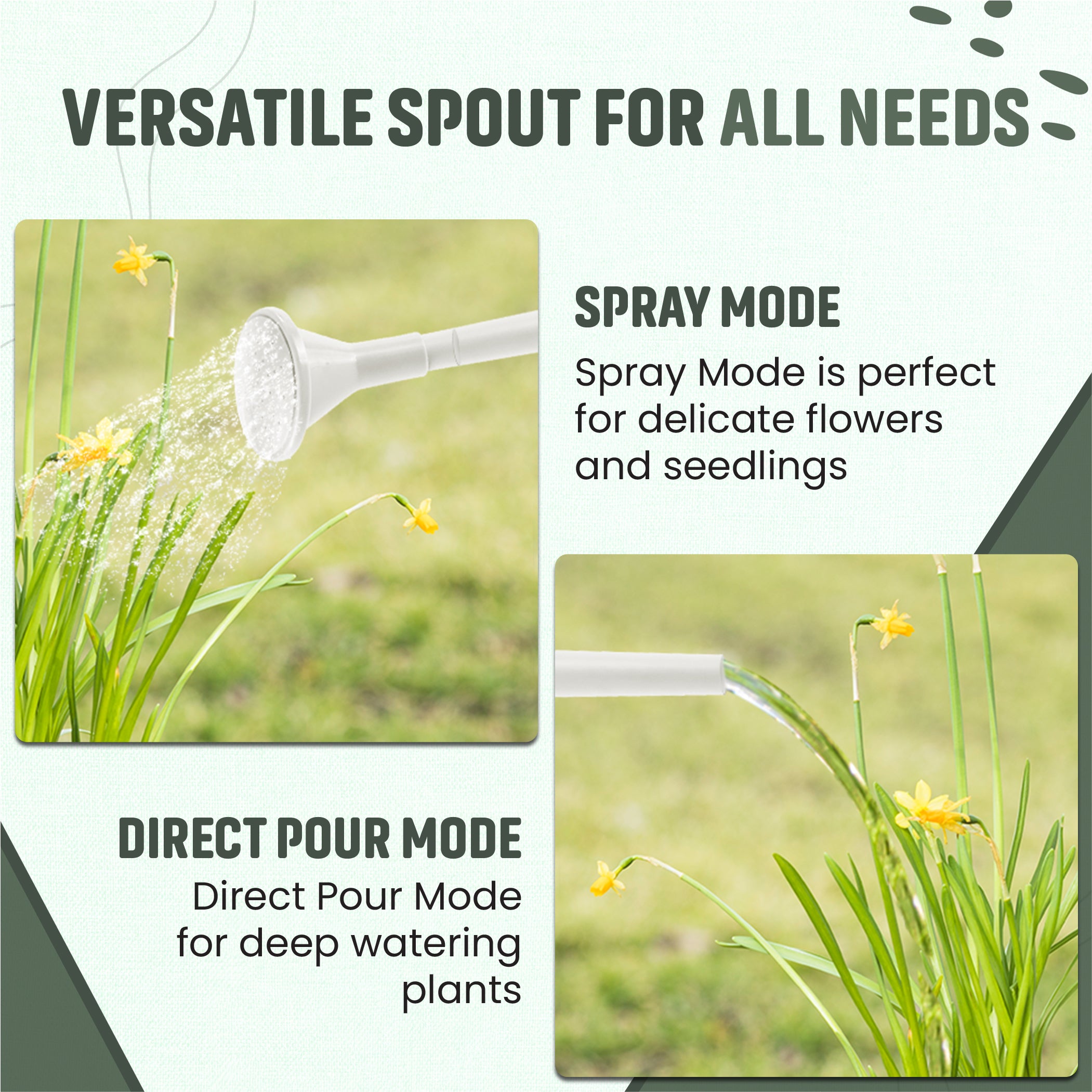 Keplin - 1.8L Plastic Watering Can with Plastic Sprinkler Rose - Durable Garden Watering Jug for Plants & Flowers - Easy Pour Outdoor & Indoor Watering Can