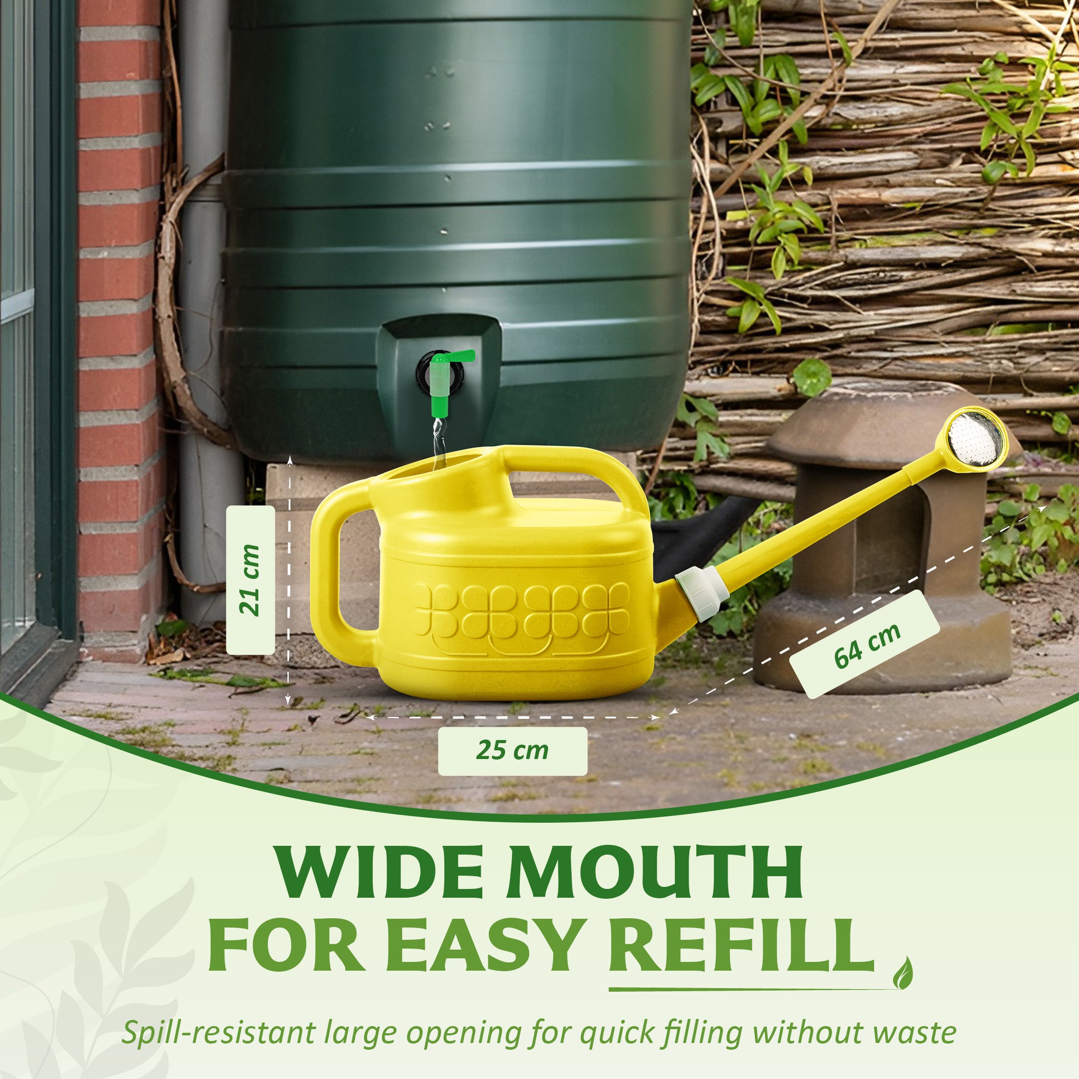 Keplin - 8L Plastic Watering Can with Stainless Steel Sprinkler Rose - Durable Garden Watering Jug for Plants & Flowers - Easy Pour Outdoor & Indoor Watering Can